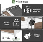 Wooden Rabbit Hutch Indoor and Outdoor, Rabbit Cage with Removable Wire Netting and Leak Proof Tray, Mobile Bunny Cage with Wheels (Brown) - Image 4