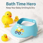 Waterproof silicone shampoo shield for children showing its flexible and bendable material