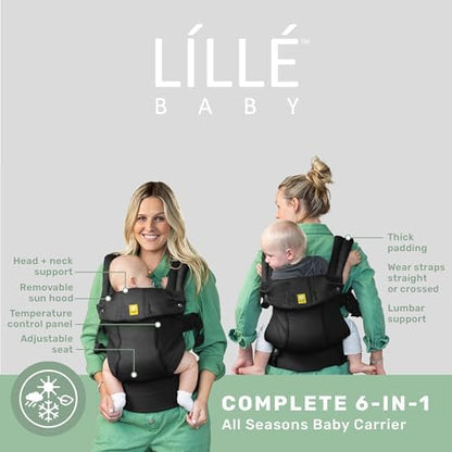 Close up of LILLEbaby lumbar support pad on a parent waist
