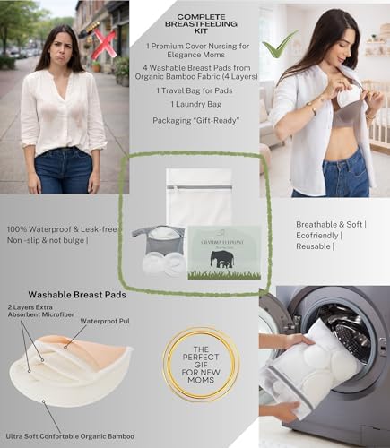 Motherly nursing cover set with four reusable breast pads