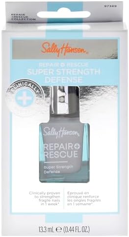 High-gloss finish of Sally Hansen Repair + Rescue on natural nails.