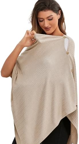 Zdolmy knit breastfeeding poncho worn by mother