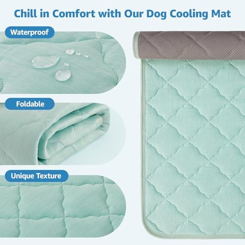 Folded LOOBANI cooling pad demonstrating its lightweight portability for travel.