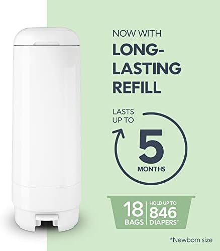 Diaper Genie Signature Pail Includes 1 Easy Roll Refill with 18 Bags | Holds Up to 846 Newborn-Sized Diapers Per Refill - Image 5