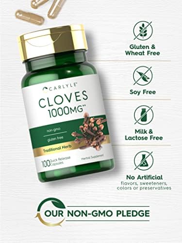 Side view of the authentic imported Carlyle Cloves bottle packaging showcasing purity standards.