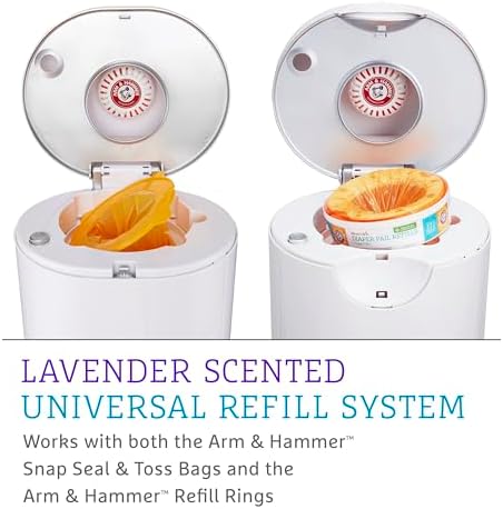 Munchkin Diaper Pail showing self-sealing lid mechanism
