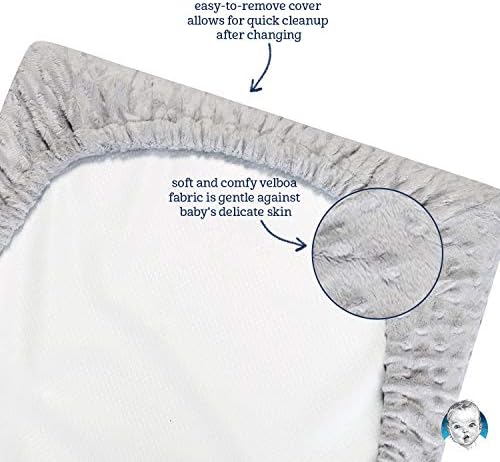 Elastic edges of the gray minky dot changing station accessory
