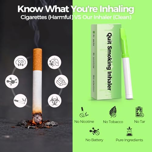 Portable travel friendly smokeless air inhaler showing compact design for oral fixation.