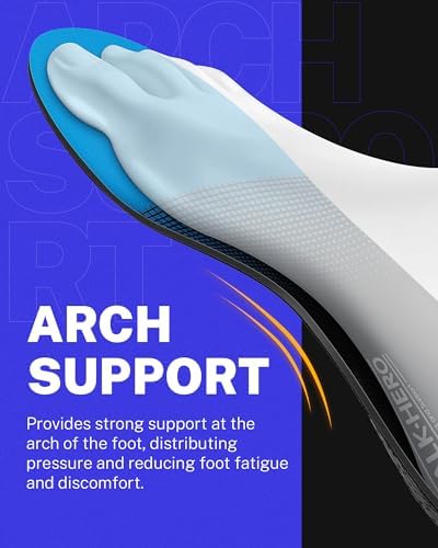 Side profile of Walkhero shoe inserts highlighting the 35mm high arch contour.