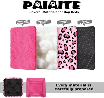 Rectangle Washable Dog Bed for Large, Medium & Small Dogs - Soft Calming Puppy Beds, Durable Warm Pet Sofa with Non-Slip Bottom for Indoor Use.Pink S Size (18.9"x18.9"x6.3") - Image 7