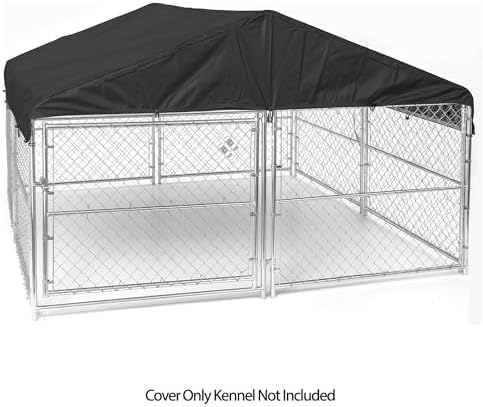 Weather Guard ten by ten feet enclosed dog run cover side angle view