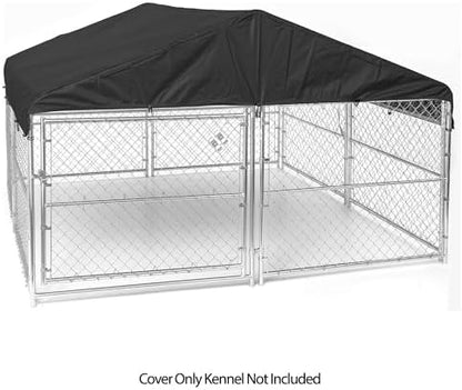 Weather Guard ten by ten feet enclosed dog run cover side angle view