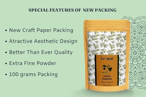 Le'ayur Choti Pipli herbal supplement bag showing 100% natural ingredients.