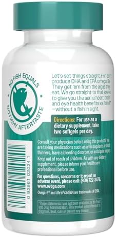 Ovega 3 vegan mini softgels supplement facts and ingredient list side panel