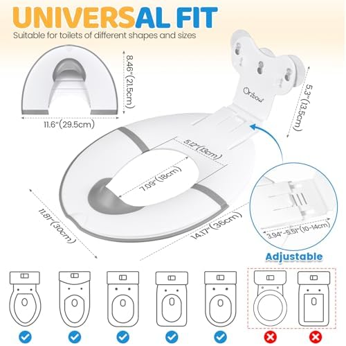 Orzbow portable potty seat back view showing the five level adjustable length mechanism