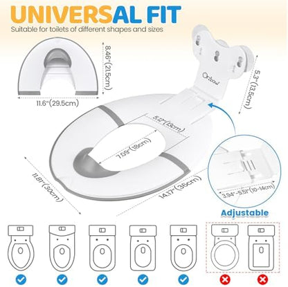 Orzbow portable potty seat back view showing the five level adjustable length mechanism