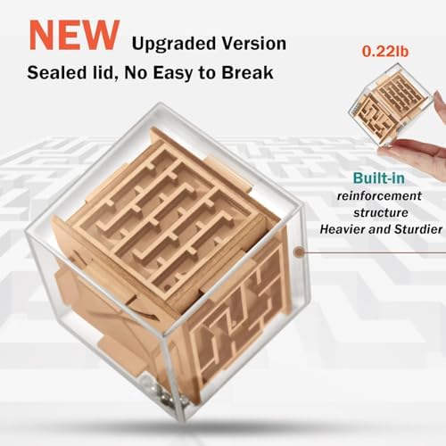 Portable travel friendly maze puzzle toy held in hand demonstrating its compact pocket size