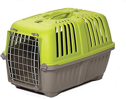 MidWest Spree hard-sided pet carrier green side profile highlighting ventilation slots