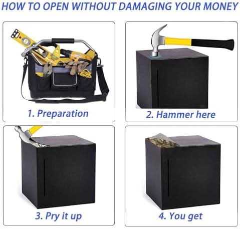 LARCOLO stainless steel money container with cash bills being inserted into the two-inch top deposit opening.