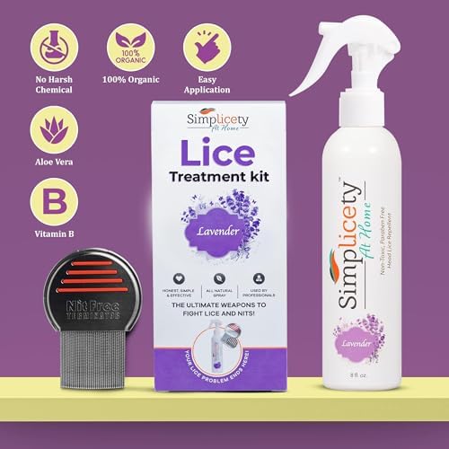 Simplicety 8 Fluid Ounce non-toxic lice spray for kids with lavender scent