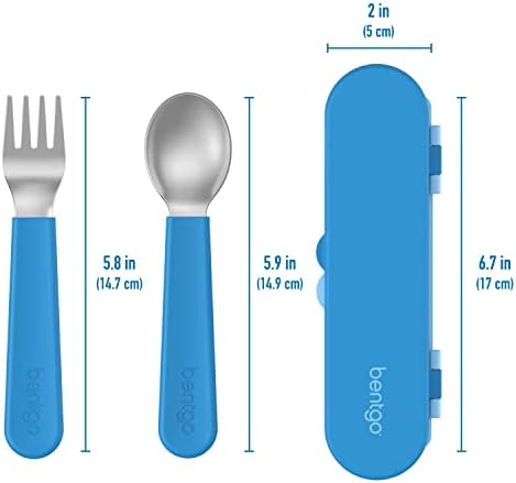 Bentgo Kids flatware set top view showing easy grip handles
