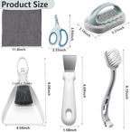 Delllala terrarium maintenance kit displaying the grey premium microfiber cleaning cloth and sponge brush close up.