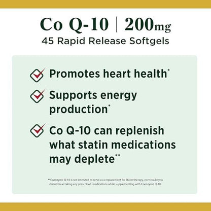 200 mg CoQ10 liquid softgels daily wellness