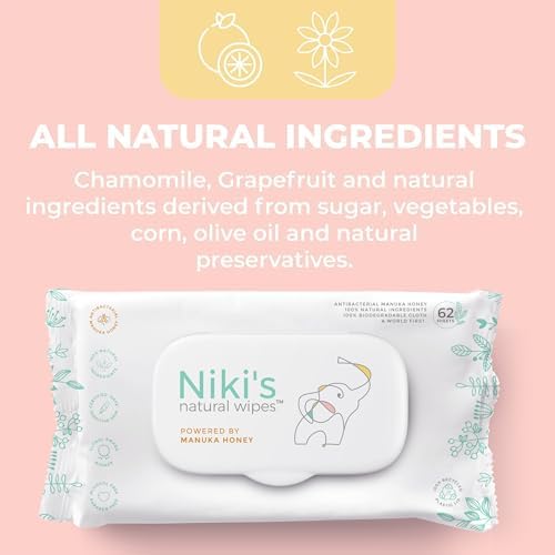 Niki's Natural organic baby wipes packaging details