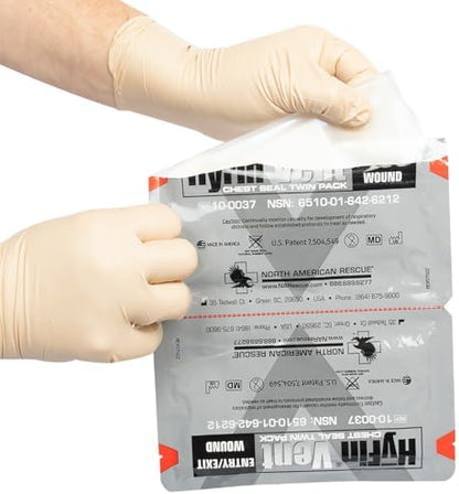 Tactical medical equipment HyFin Vent Twin Pack for entry and exit wounds