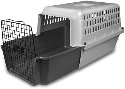 Van Ness hard sided travel crate with patented EZ Load slide out drawer open