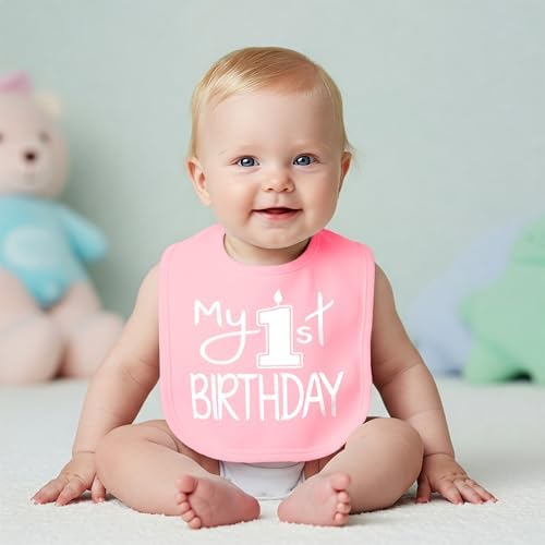 Aiden's Corner infant birthday bib showing the adjustable hook and loop closure detail.