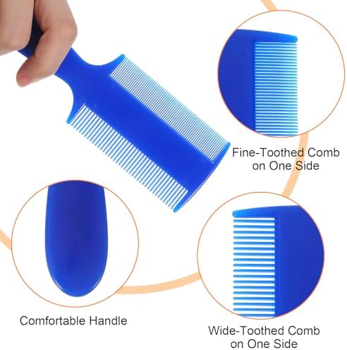 Multicolor pet flea combs for dogs and kittens with ergonomic handle.