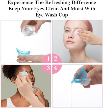 Eye wash kit components demonstrating the easy squeeze rinse mechanism.