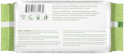 Detailed back label of Yugi Baby Green sensitive skin wipes