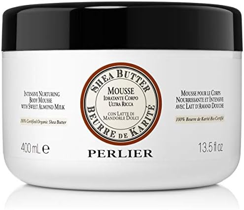 Perlier Sweet Almond Milk whipped body cream texture close up
