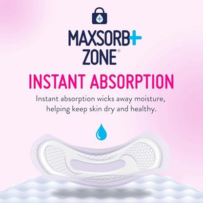 Incontinence pads for women with MaxSorb Gel technology for leak protection