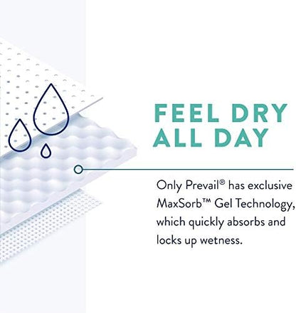 Close up of Prevail MaxSorb Gel technology packaging for male leakage protection.