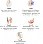 Salon grade foot gel for removing cracked skin and calluses on heels and soles.