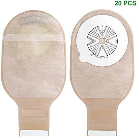 GEYIWSSXY ostomy supplies twenty piece pack showing the cut to fit cutting guide from twenty to seventy millimeters