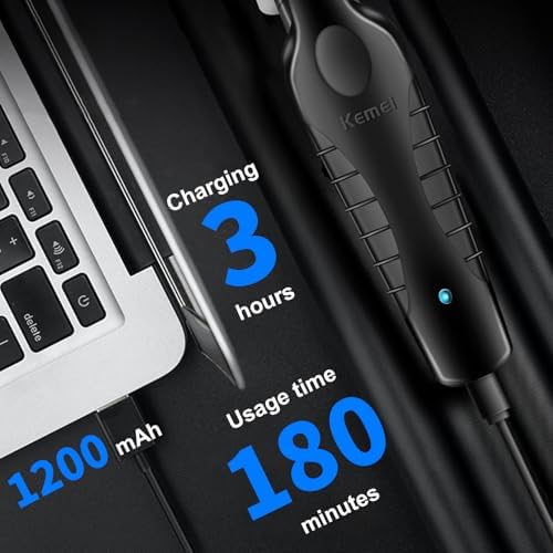 Kemei Cordless Barber Clipper side profile illustrating ergonomic lightweight design for precision grooming