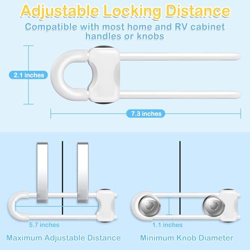 Side profile of adjustable baby proof cabinet safety latches