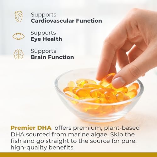 Premier Research Labs USA imported plant based docosahexaenoic acid capsules for heart health