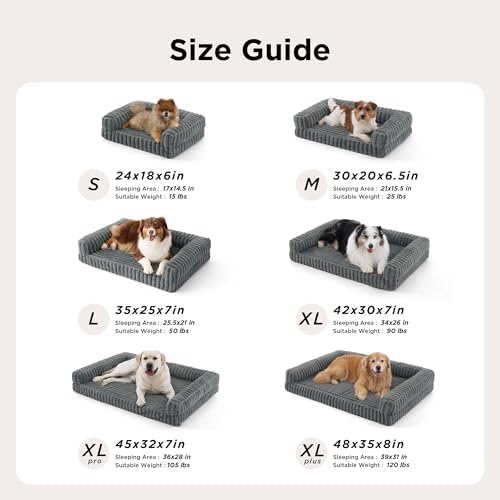Bedsure ComfyFleece(TM) Orthopedic Dog Beds Large Sized Dog, Waterproof Memory Foam Pet Couch Sofa with Sides, Non-Slip Bottom and Egg-Crate Foam Large Pet Bed with Washable Corduroy Cover, Grey - Image 7