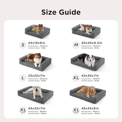 Bedsure ComfyFleece(TM) Orthopedic Dog Beds Large Sized Dog, Waterproof Memory Foam Pet Couch Sofa with Sides, Non-Slip Bottom and Egg-Crate Foam Large Pet Bed with Washable Corduroy Cover, Grey - Image 7