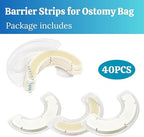 Forty pieces of filigan elastic ostomy support tape laid flat