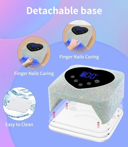 HUGMAPLE sparkly silver nail dryer in a home salon setting