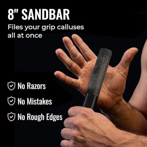 Black cylindrical SandBar tool for professional callus management and hand health