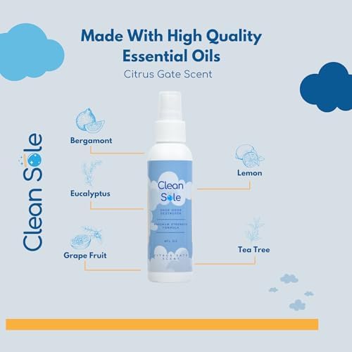 Clean Sole Citrus Gate scent shoe spray ingredients label showing Tea Tree oil.