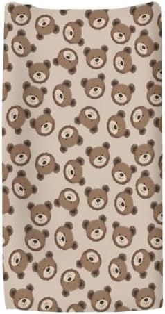 Detailed view of watercolor bear print on changing pad cover