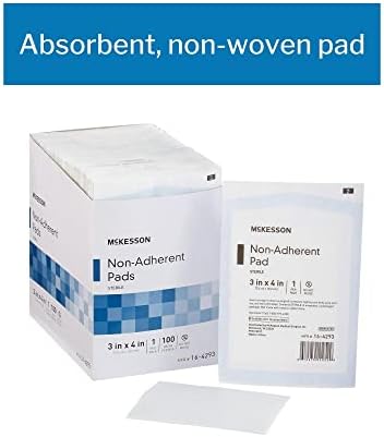 Three by four inch non stick polyester nylon wound care pads